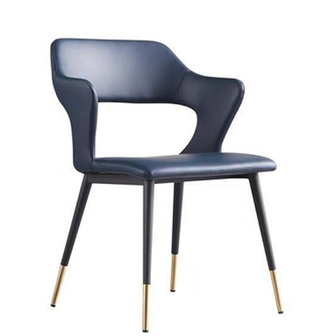Modern leather dining chair metal man n2 layered structure.