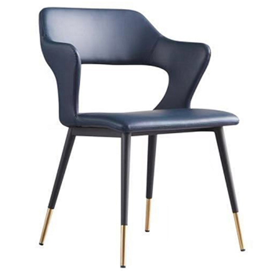 Modern leather dining chair metal man n2 in white background.