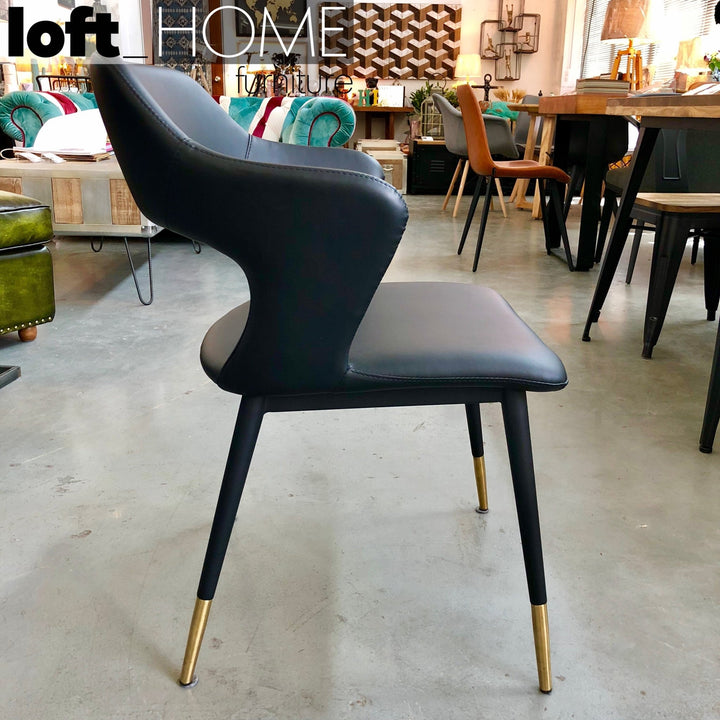 Modern leather dining chair metal man n2 with context.