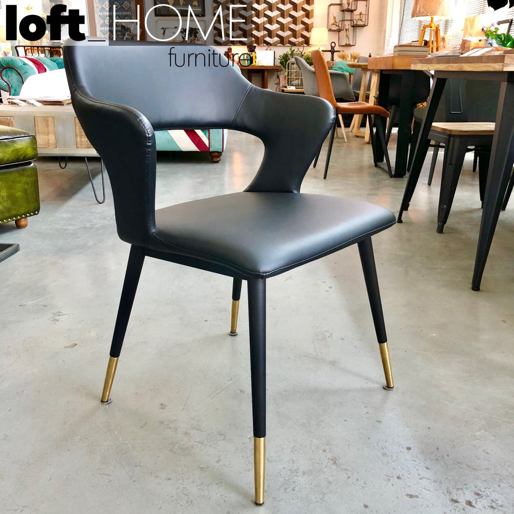 Modern leather dining chair metal man n2 primary product view.