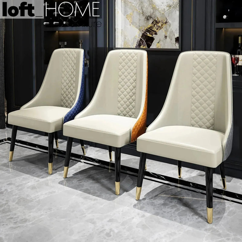 Modern fabric and leather dining chair metal man n7 with context.