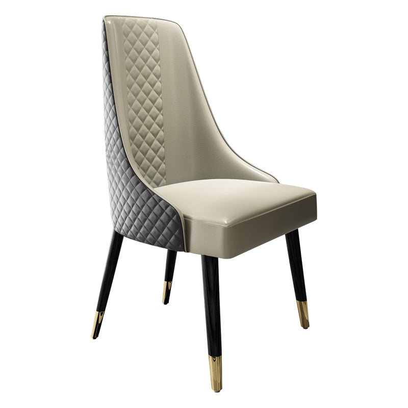 Modern leather dining chair metal man n7 in white background.