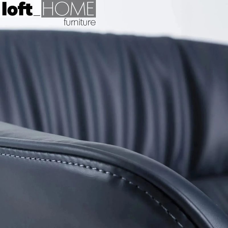 Modern fabric and leather dining chair metal man n8 in close up details.