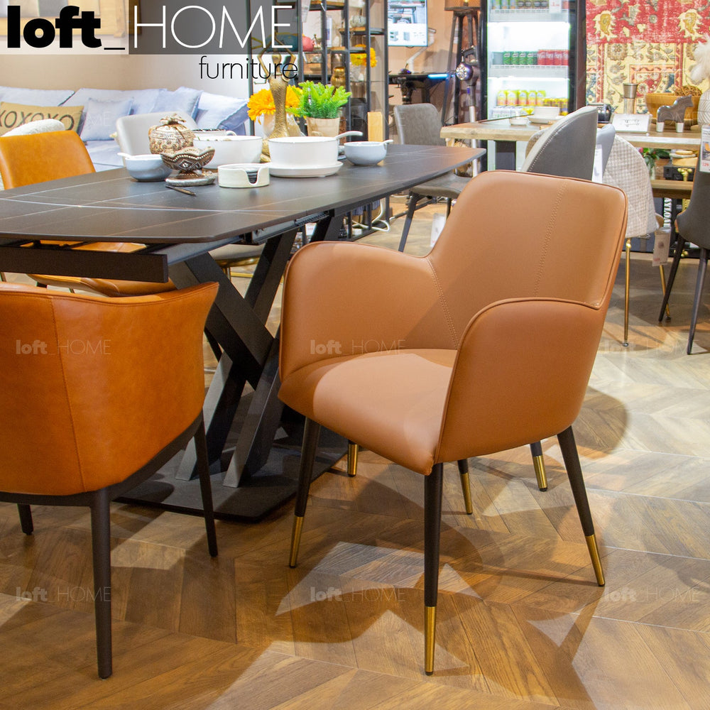 Modern leather dining chair metal man n9 primary product view.