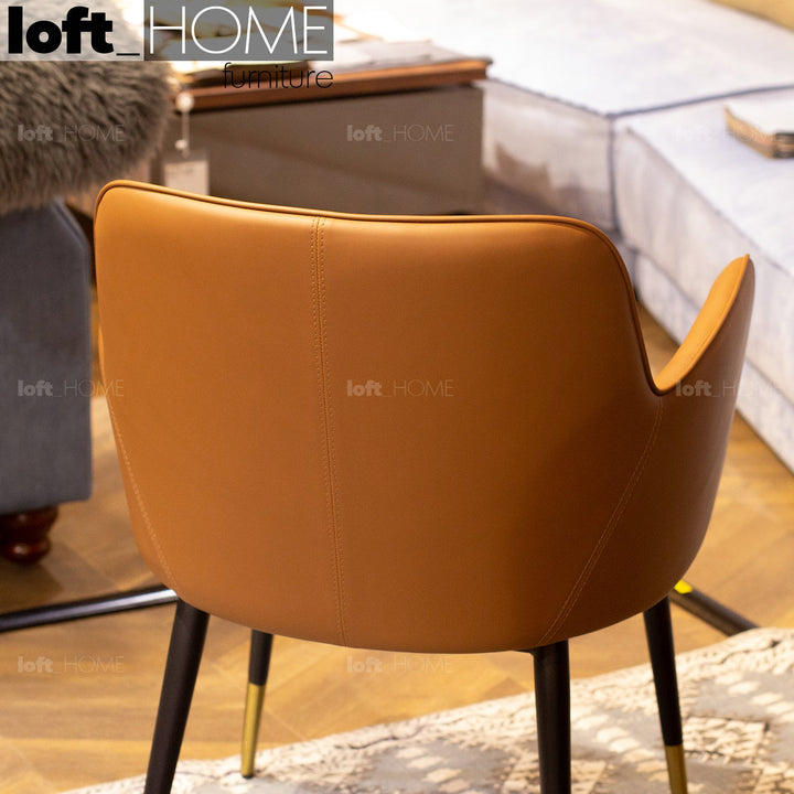 Modern leather dining chair metal man n9 in still life.