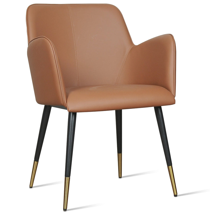 Modern leather dining chair metal man n9 in white background.