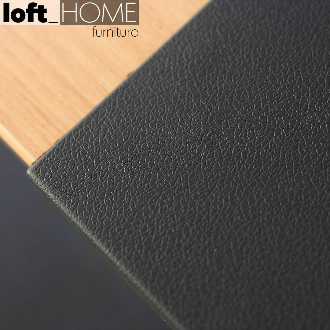Modern leather smooth desk mat with fixation lip decor in real life style.