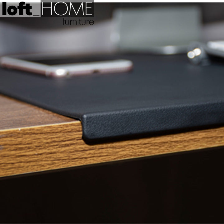 Modern leather smooth desk mat with fixation lip decor with context.