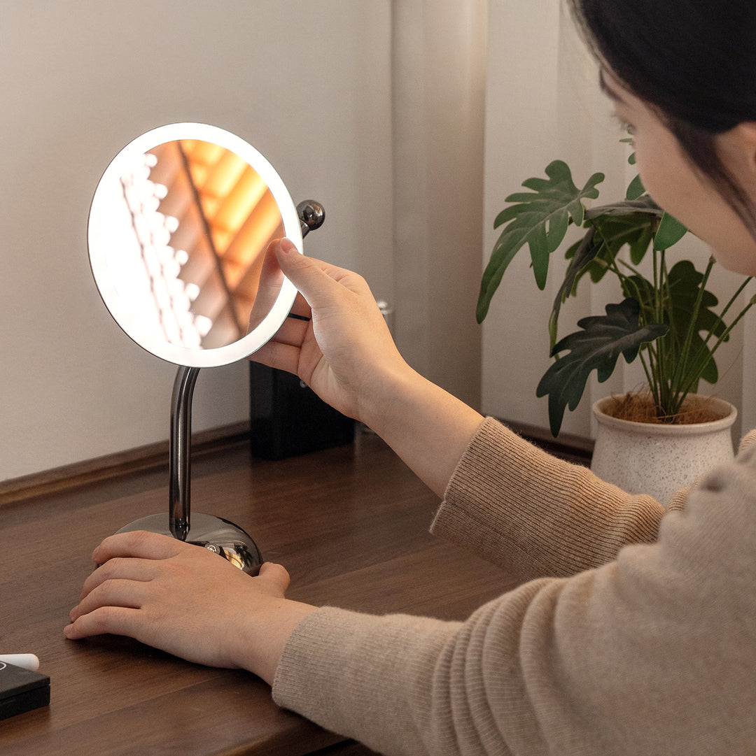 Modern led dressing mirror moon material variants.