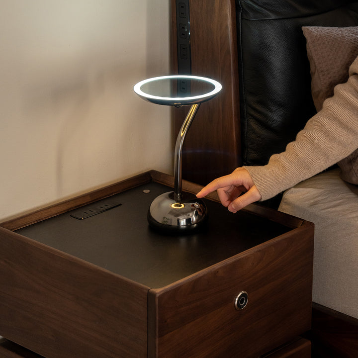 Modern led dressing mirror moon in panoramic view.