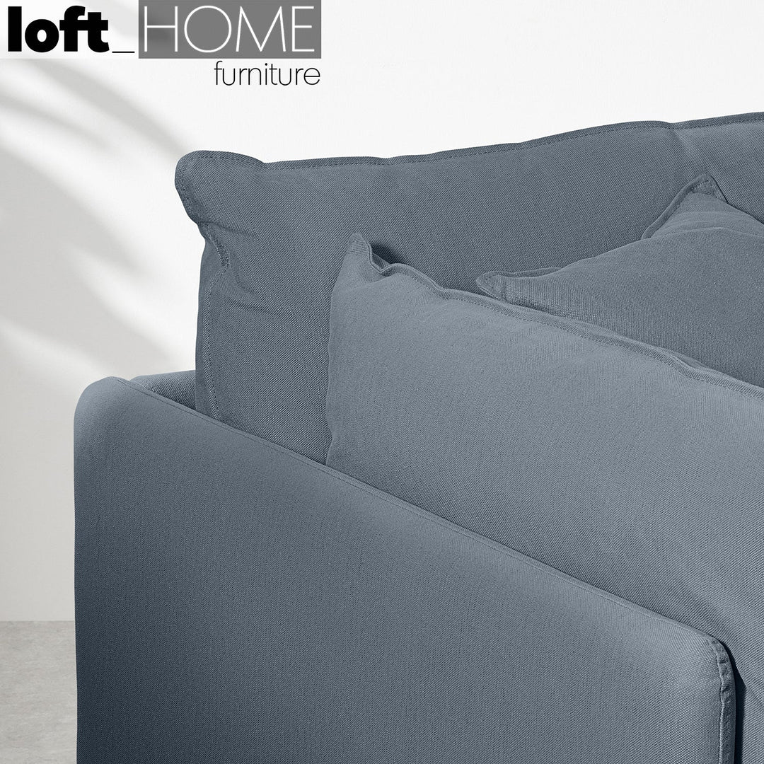 Modern linen 3 seater sofa malini layered structure.