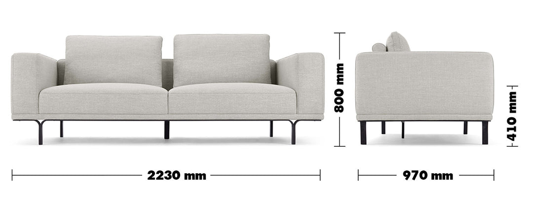 Modern linen 3 seater sofa nocelle size charts.