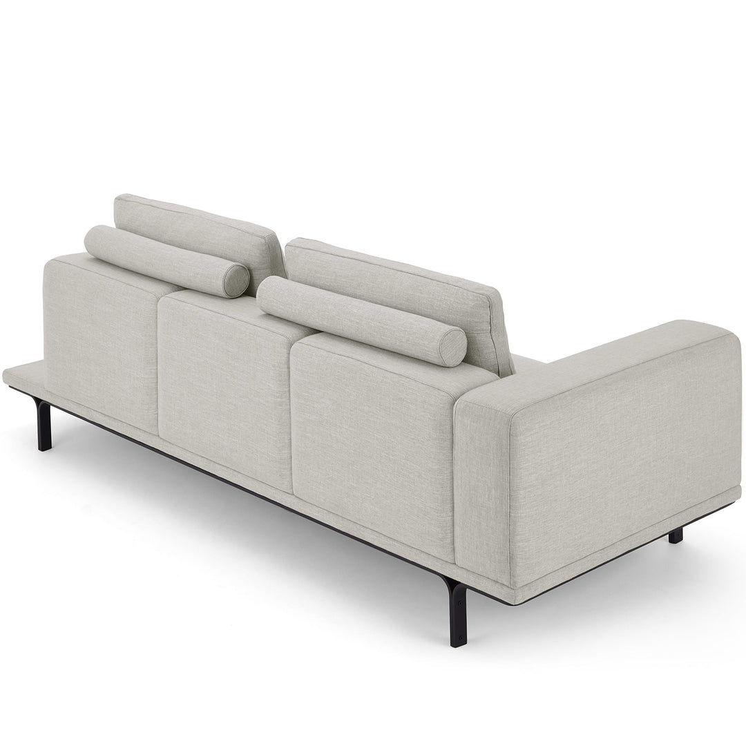 Modern linen 3 seater sofa with side table nocelle layered structure.