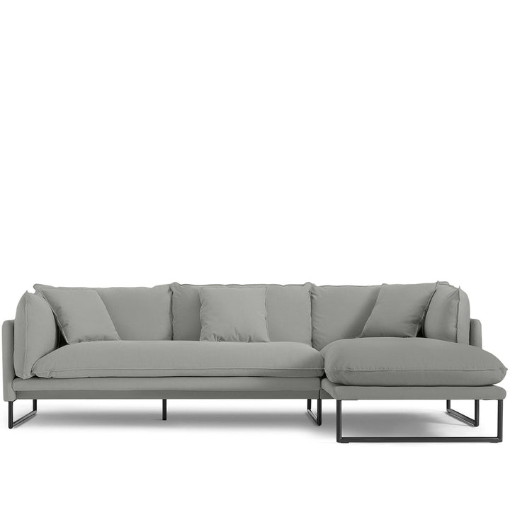 Modern linen l shape sectional sofa malini 2+l in white background.