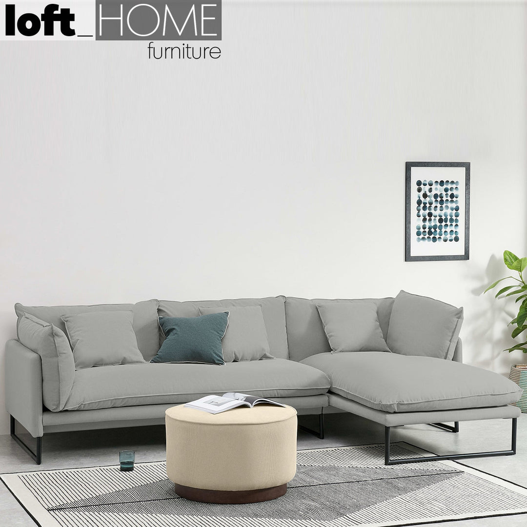 Modern linen l shape sectional sofa malini 2+l primary product view.