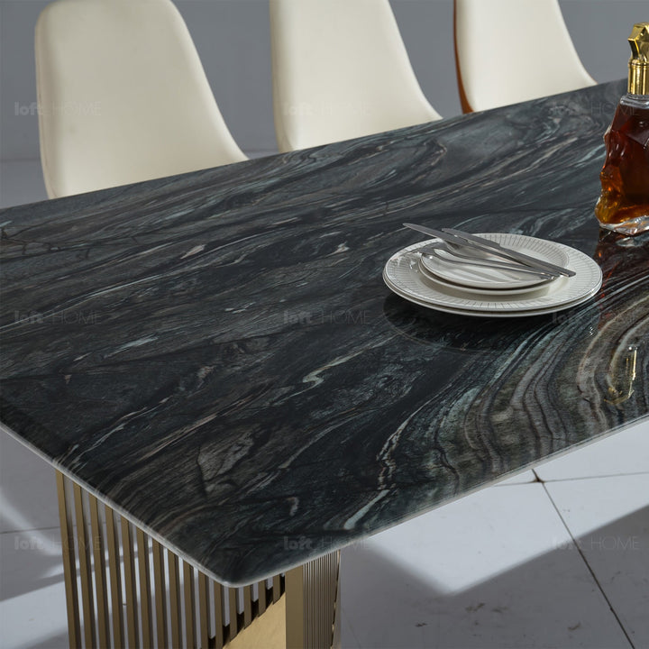 Modern luxury stone dining table luxor lux in real life style.