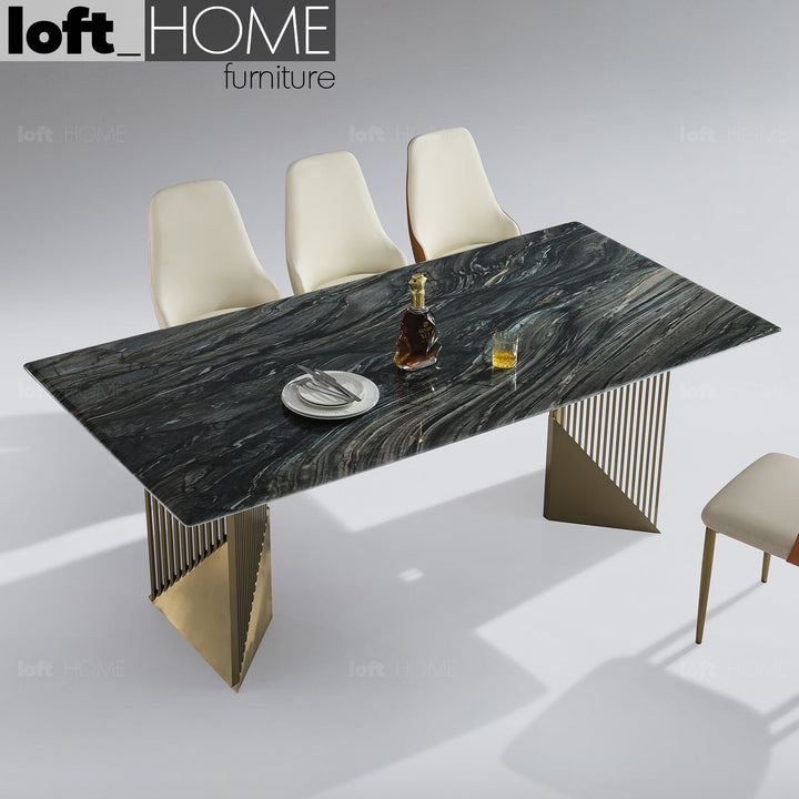 Modern luxury stone dining table luxor lux primary product view.