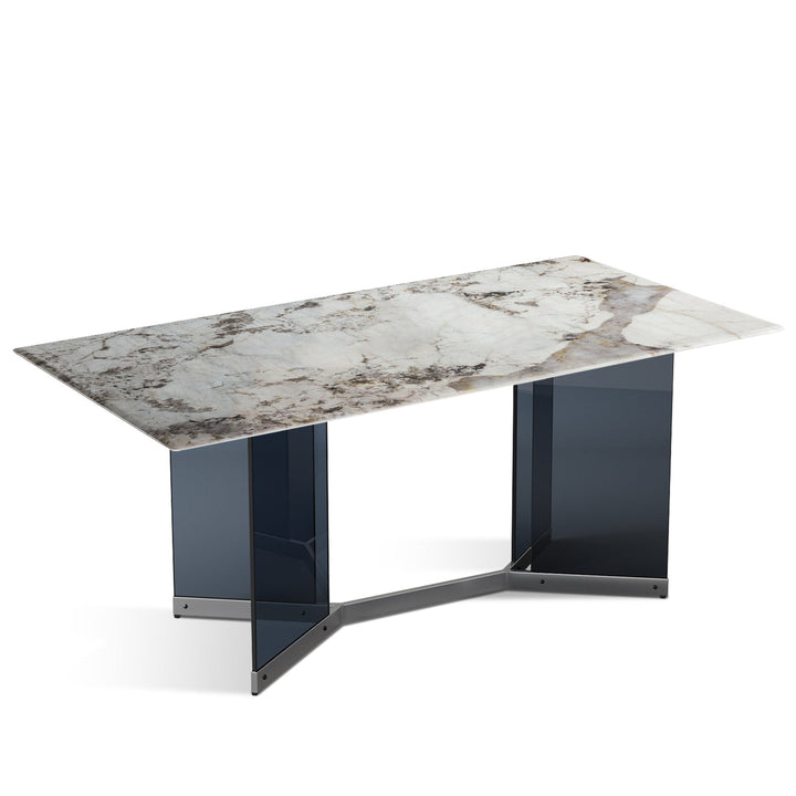 Modern luxury stone dining table marius lux in panoramic view.