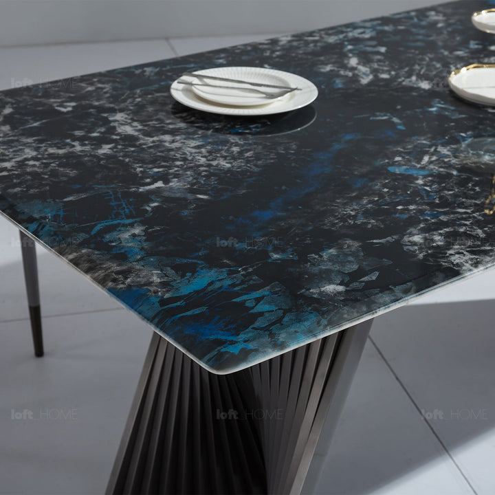 Modern luxury stone dining table spiral lux in real life style.