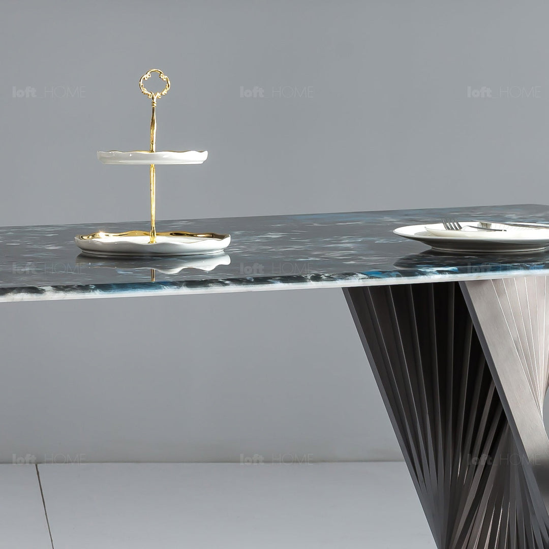 Modern luxury stone dining table spiral lux in details.