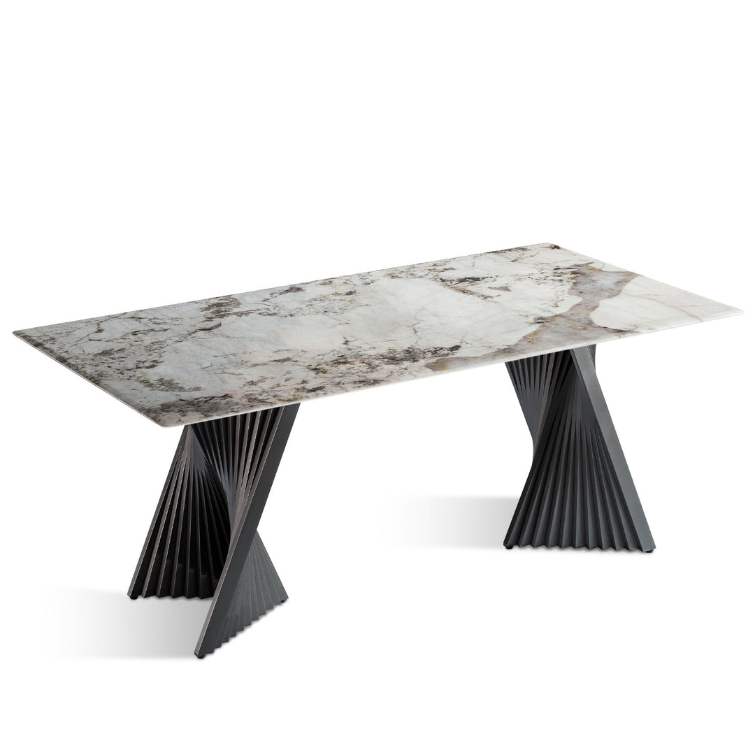 Modern luxury stone dining table spiral lux in panoramic view.