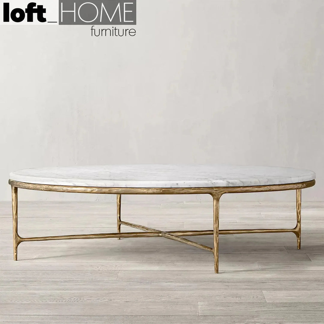 Minimalist marble coffee table thaddeus round in real life style.