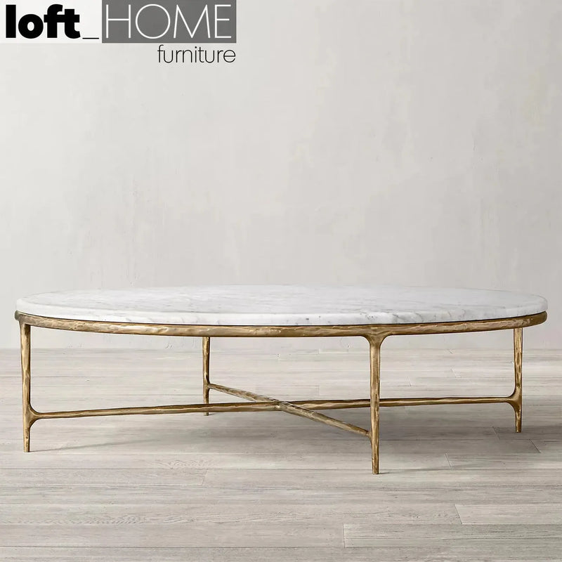 Minimalist marble coffee table thaddeus round in real life style.