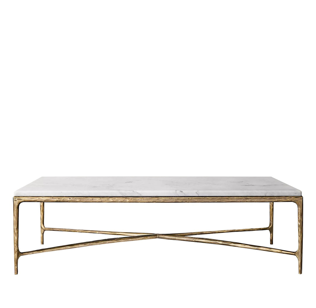 Modern marble coffee table thaddeus square in white background.