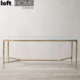 Minimalist marble dining table thaddeus primary product view.