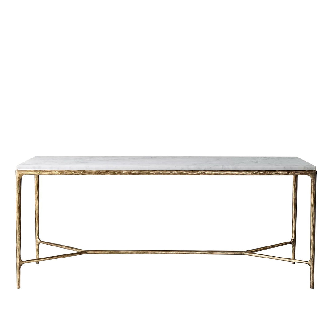 Modern marble dining table thaddeus in white background.