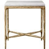Minimalist marble side table thaddeus square in white background.