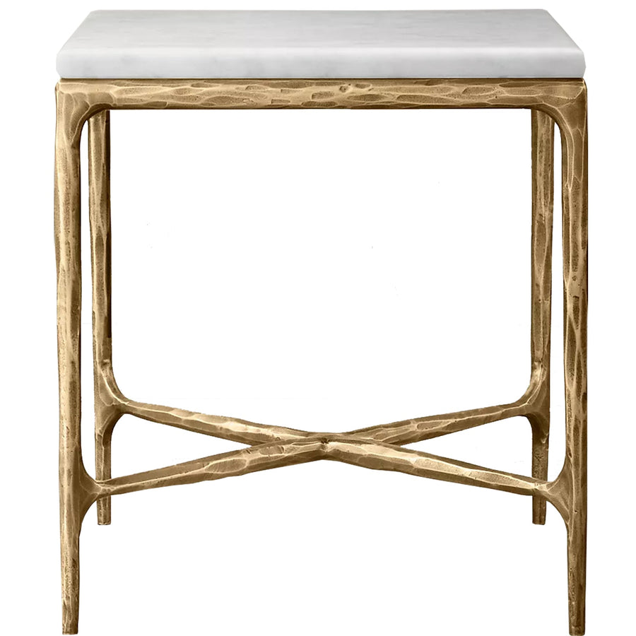 Modern marble side table thaddeus square in white background.