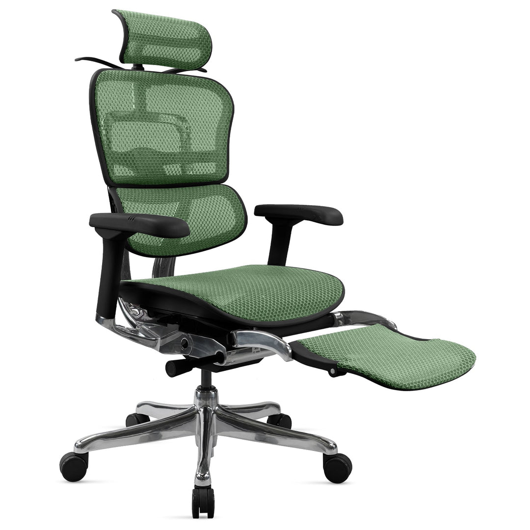 Modern mesh ergonomic office chair black frame with legrest ergohuman e2 situational feels.