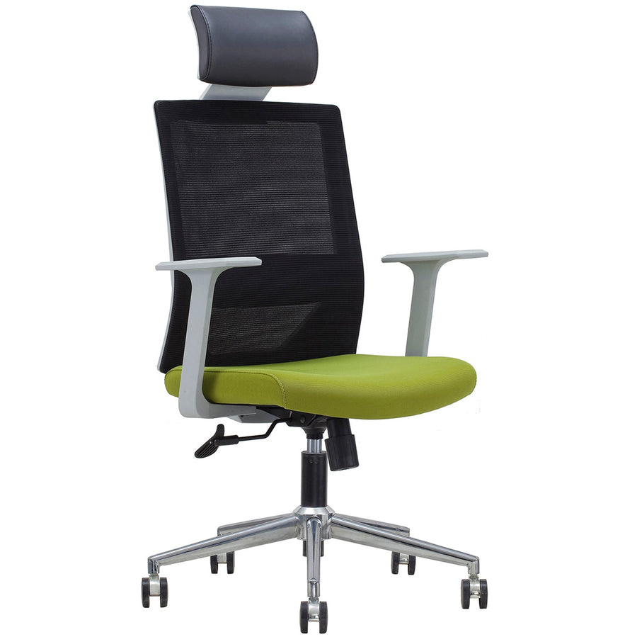 Modern mesh ergonomic office chair mod in white background.