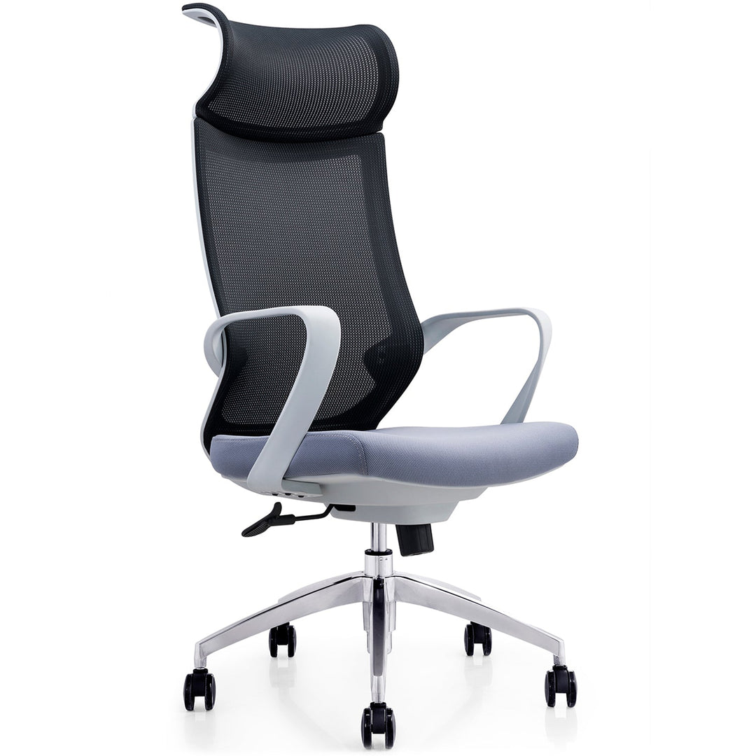 Modern mesh ergonomic office chair neo high in white background.