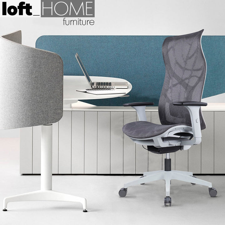Modern mesh ergonomic office chair sit color swatches.