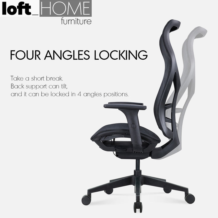 Modern mesh ergonomic office chair sit detail 5.