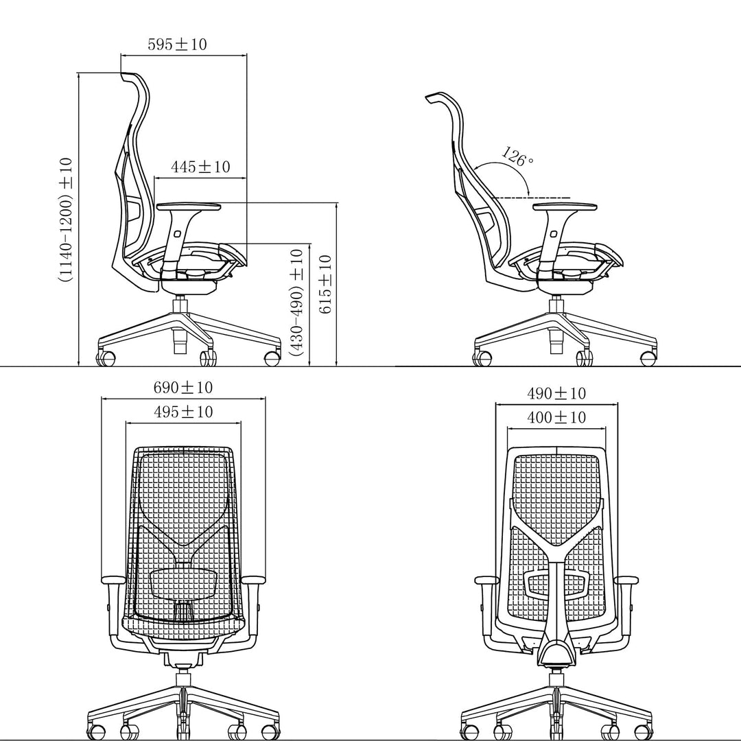 Modern mesh ergonomic office chair sit size charts.