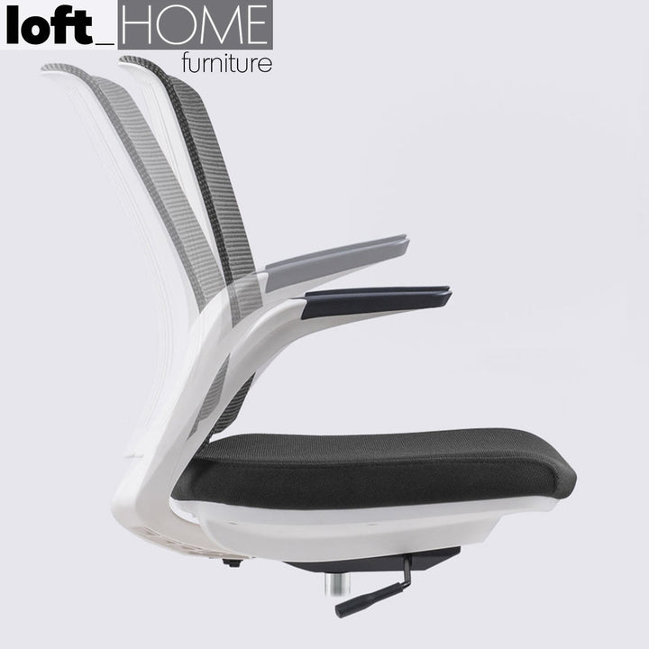 Modern mesh ergonomic office chair whale in panoramic view.