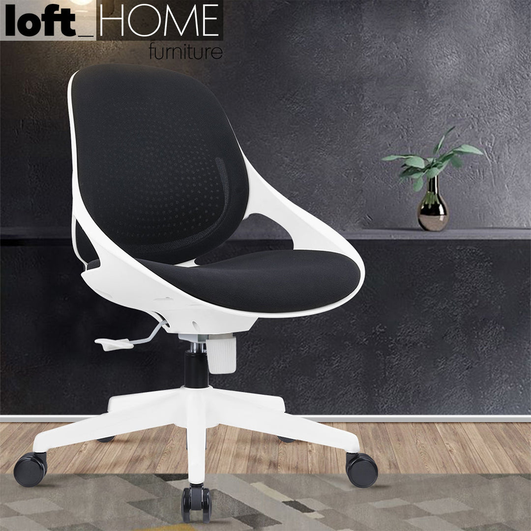 Modern mesh ergonomic office chair zone material variants.