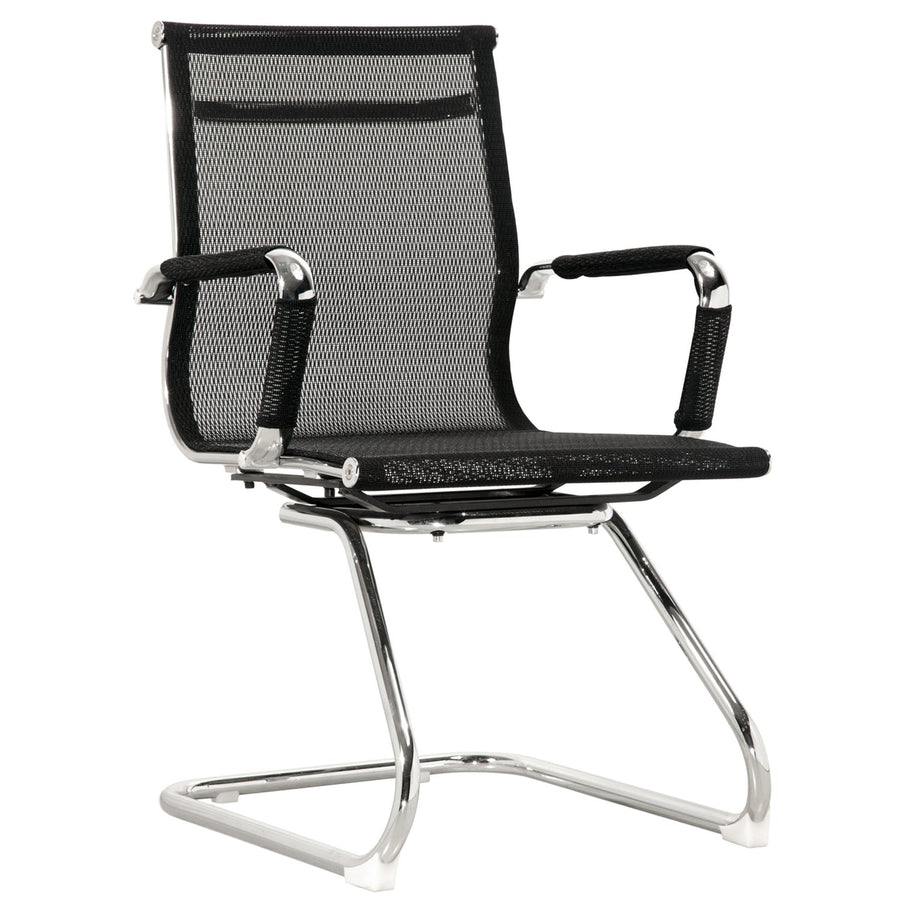Modern mesh meeting office chair ives in white background.
