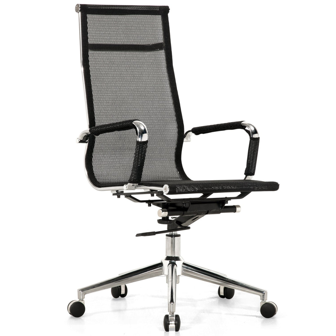 Modern mesh office chair ives in white background.