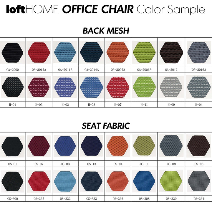 Modern mesh office chair mod color swatches.