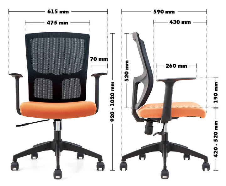 Modern mesh office chair mod size charts.