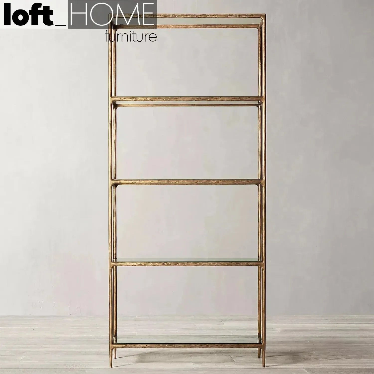 Minimalist metal tempered glass display shelf thaddeus primary product view.