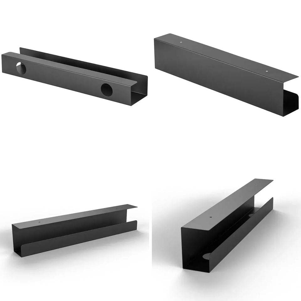 Modern metal under desk cable tray organizer decor conceptual design.