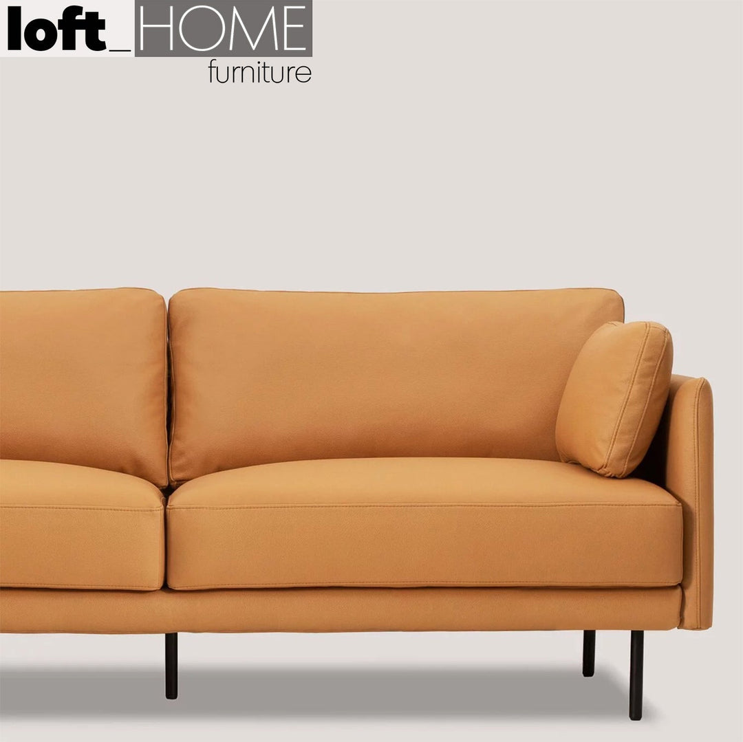 Modern microfiber leather 3 seater sofa miro in close up details.