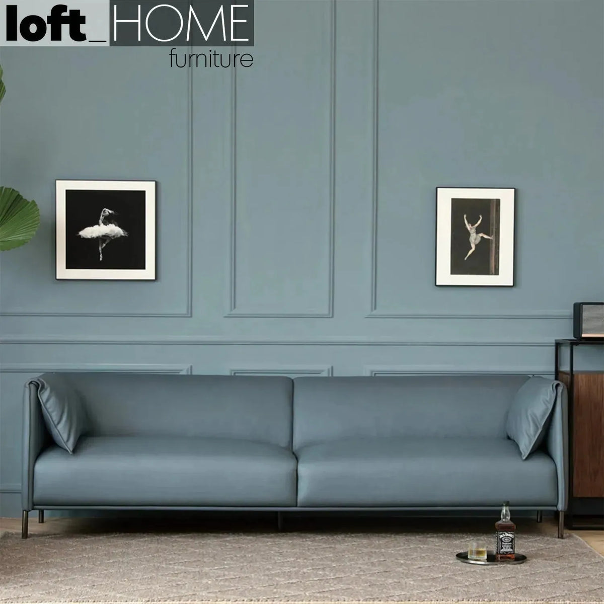 Modern microfiber leather 4 seater sofa beam primary product view.
