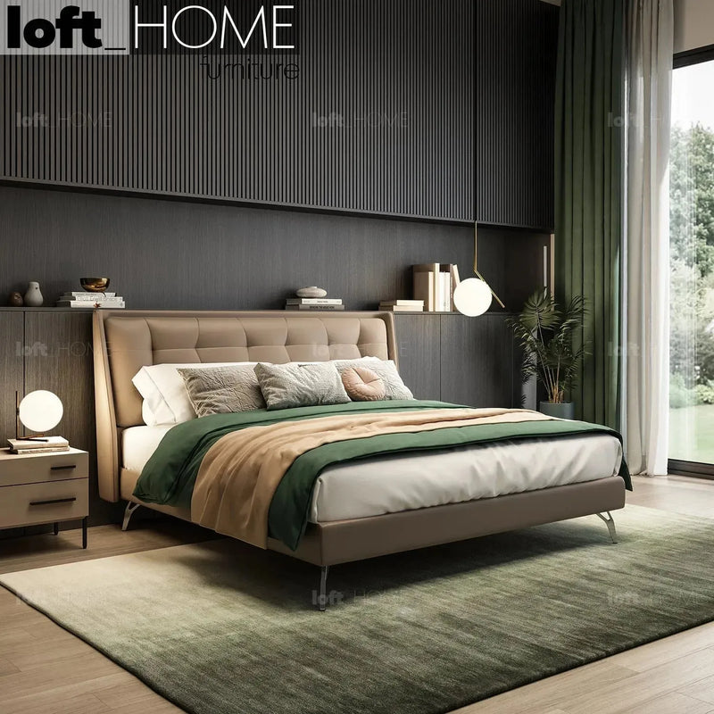Modern microfiber leather bed besley primary product view.