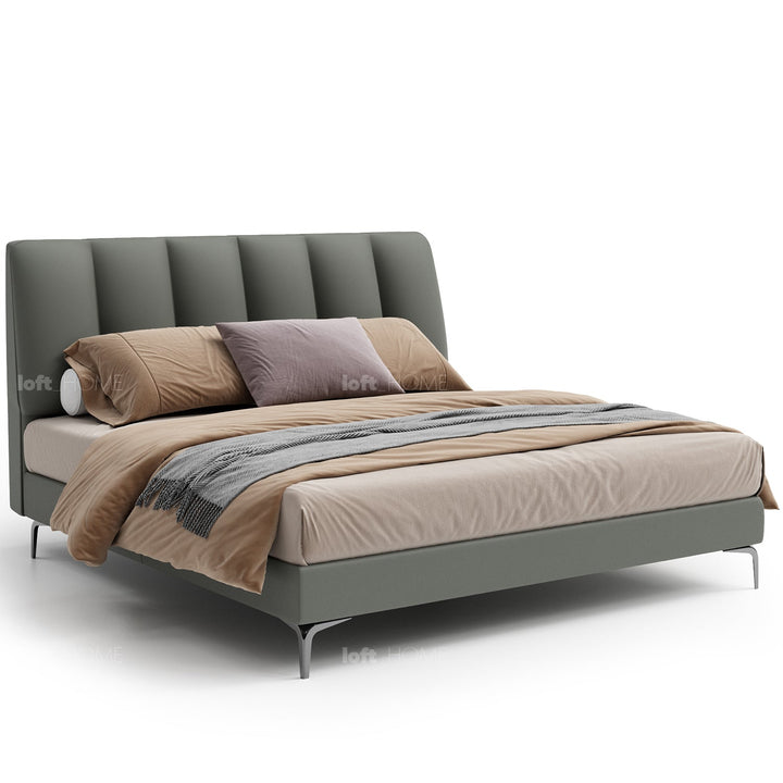 Modern microfiber leather bed cory in white background.